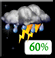 Tonight: Showers and thunderstorms likely before 3am. Mostly cloudy. Low around 44, with temperatures rising to around 46 overnight. South southwest wind around 2 mph. Chance of precipitation is 60%. New rainfall amounts less than a tenth of an inch possible. Tonight: Showers And Thunderstorms Likely
